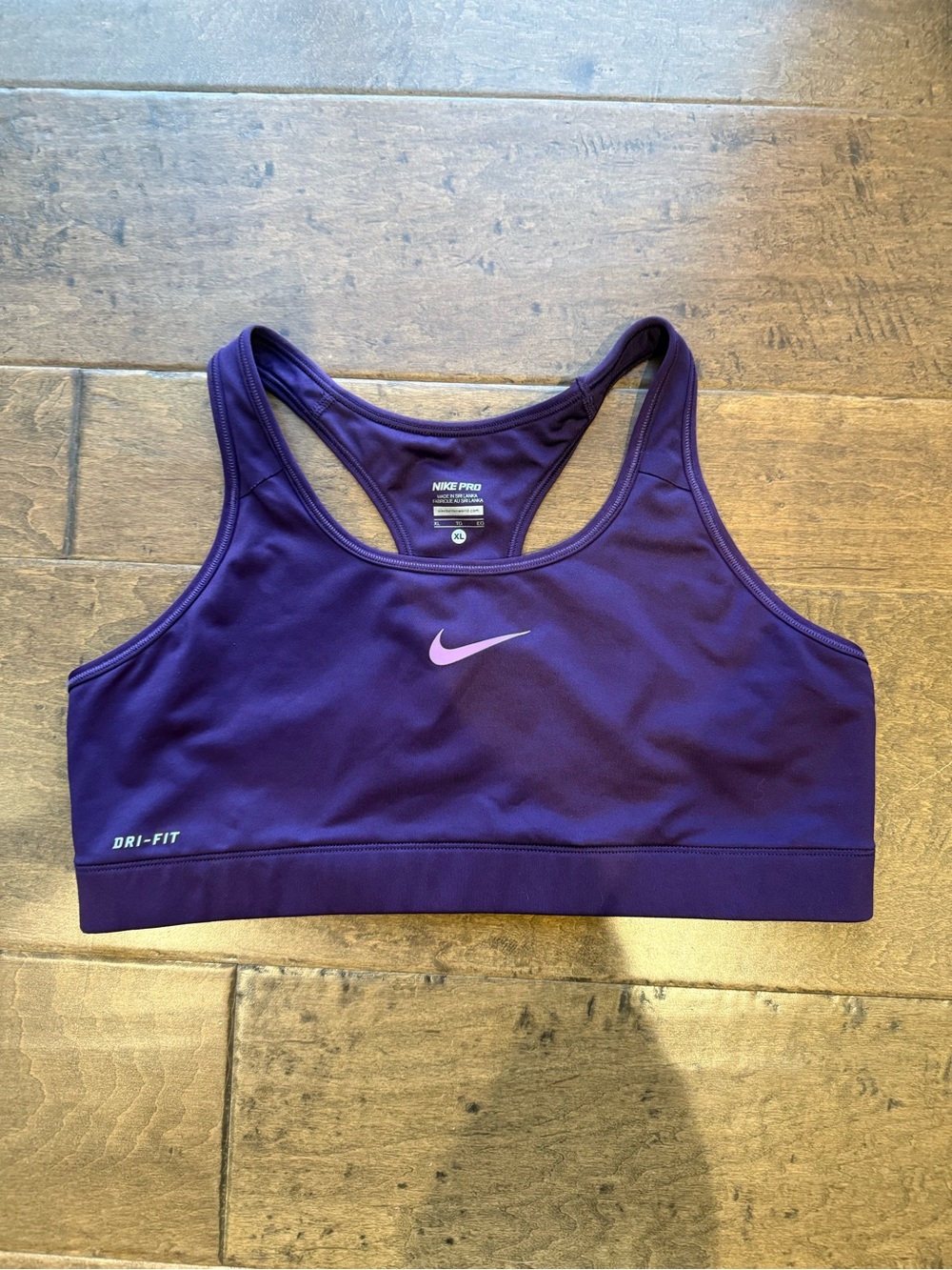 Nike Purple Racerback Dri-FIT Sports Bra with Pink Swoosh
